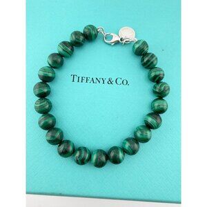 Tiffany & Co. Paloma Picasso Malachite Bead Bracelet 💚 8mm • Sterling Silver
